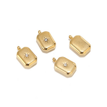 5 τμχ Ανοξείδωτο ατσάλι χρυσό ορθογώνιο μενταγιόν γούρι από συμπαγές τούβλο με αστέρι για DIY Γυναικεία Κολιέ Κοσμήματα Κατασκευή Χειροτεχνίας