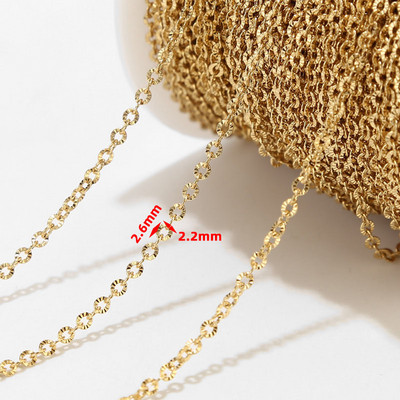 2M lančić od nehrđajućeg čelika sa zlatnom teksturom bez blijeđenja za DIY djevojke, žene, ogrlice, narukvice, pribor za izradu nakita