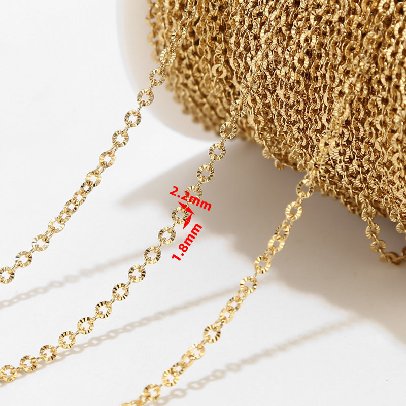2M lančić od nehrđajućeg čelika sa zlatnom teksturom bez blijeđenja za DIY djevojke, žene, ogrlice, narukvice, pribor za izradu nakita