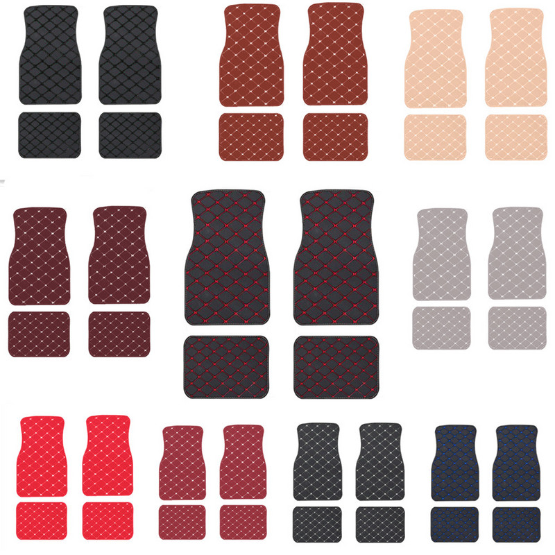 4vnt Automobilių grindų kilimėliai Universalūs vandeniui atsparūs priekinis galinis pilnas komplektas auto kilimėliai Odiniai automobilių kilimai priedai salonas