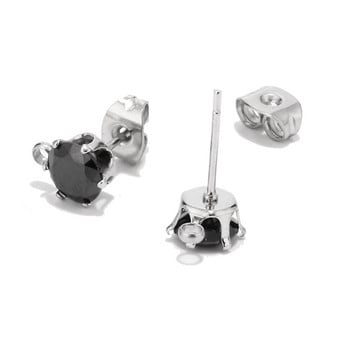 CZ Clear Zircon Earrings Post Stud With Loop Stainless Steel Ear Post Stud Findings For Craft Diy Earring Making