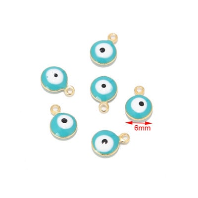 20db rozsdamentes acél arany 6mm/8mm török szemzománc medálok nőknek karkötő nyaklánc fülbevaló ékszer készítés
