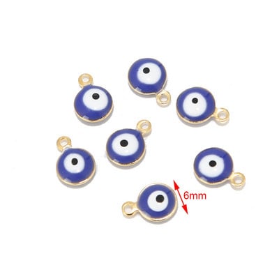 20db rozsdamentes acél arany 6mm/8mm török szemzománc medálok nőknek karkötő nyaklánc fülbevaló ékszer készítés