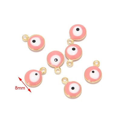 20db rozsdamentes acél arany 6mm/8mm török szemzománc medálok nőknek karkötő nyaklánc fülbevaló ékszer készítés