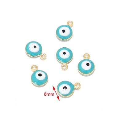 20db rozsdamentes acél arany 6mm/8mm török szemzománc medálok nőknek karkötő nyaklánc fülbevaló ékszer készítés