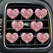 8 db Bling Heart légtelenítő kapcsok, Crystal Heart autós légfrissítők szellőző kapcsok autós diffúzor szellőző klip autós parfüm