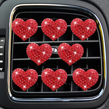 8 τεμ. Bling Heart Air Vent Clips, Crystal Heart Car Αποσμητικά αέρα Κλιπ εξαερισμού Car Diffuser Vent Clip Car Perfume