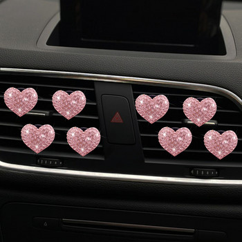 8 τεμ. Bling Heart Air Vent Clips, Crystal Heart Car Αποσμητικά αέρα Κλιπ εξαερισμού Car Diffuser Vent Clip Car Perfume