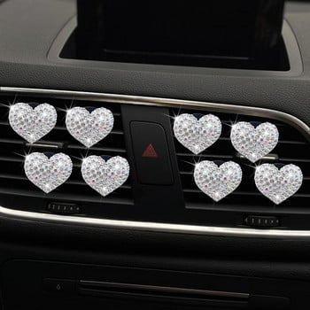 8 τεμ. Bling Heart Air Vent Clips, Crystal Heart Car Αποσμητικά αέρα Κλιπ εξαερισμού Car Diffuser Vent Clip Car Perfume