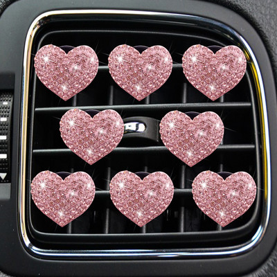 8 vnt Bling Heart oro ventiliacijos spaustukai, Crystal Heart automobilių oro gaivikliai ventiliacijos spaustukai auto difuzorius ventiliacijos spaustukai automobiliniai kvepalai