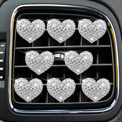 8 db Bling Heart légtelenítő kapcsok, Crystal Heart autós légfrissítők szellőző kapcsok autós diffúzor szellőző klip autós parfüm