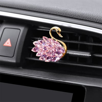 Accesorii pentru mașină cu lebădă cu diamante de lux pentru fete, cupluri, odorizant mașină cu lebădă, difuzor de parfum, diamant roz, ornament auto, cadou