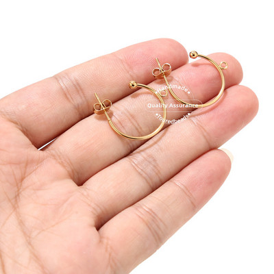 10db Aranyozott 15 mm-es 20 mm-es 30 mm-es fülbevaló oszlopok hurokkal C alakú Fülbevalók Fülbevalók Kiegészítők Barkács ékszer készítés