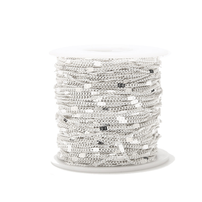 2 metra posrebreni satelitski lanac od nehrđajućeg čelika s kuglastim rubnim lancima za DIY ogrlicu, narukvicu, izradu nakita