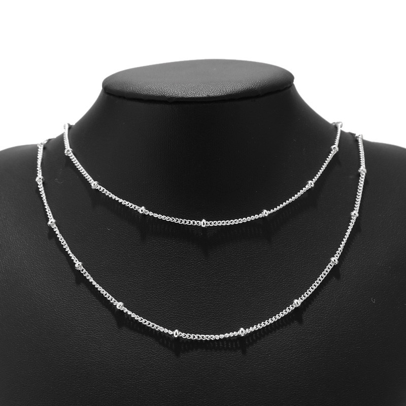 2 metra posrebreni satelitski lanac od nehrđajućeg čelika s kuglastim rubnim lancima za DIY ogrlicu, narukvicu, izradu nakita