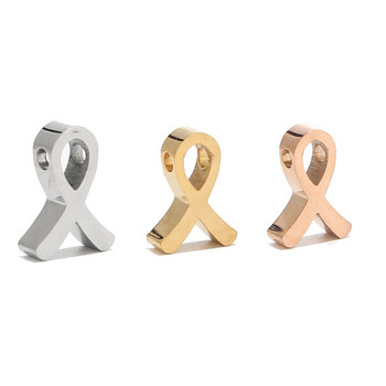 5 τμχ Ανοξείδωτο ατσάλι Awareness Ribbon Charms Steel Gold Dangle Knot Κορδέλα μενταγιόν για κοσμήματα Κάνοντας τρύπα 1,9 mm