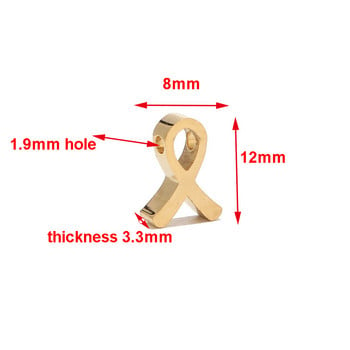 5 τμχ Ανοξείδωτο ατσάλι Awareness Ribbon Charms Steel Gold Dangle Knot Κορδέλα μενταγιόν για κοσμήματα Κάνοντας τρύπα 1,9 mm