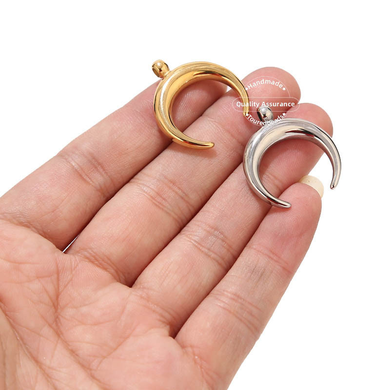5db rozsdamentes acél Crescent Moon Charms arany tömör szarv medálok barkács ékszerek készítéséhez kellékek