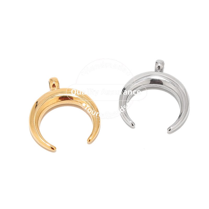 5db rozsdamentes acél Crescent Moon Charms arany tömör szarv medálok barkács ékszerek készítéséhez kellékek