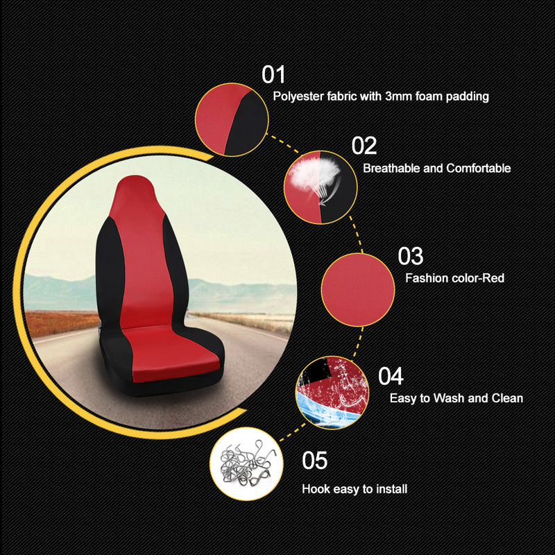 X Autohaux 5 boja Bucket Univerzalne navlake za autosjedalice prikladne za automobile Kamion SUV Unutarnje navlake za sjedala Zaštitna dodatna oprema