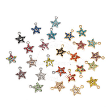5 бр. Талисмани със златна звезда от неръждаема стомана, 13 мм кристали, малки висящи висулки, находки за изработване на обеци, колие, декорация