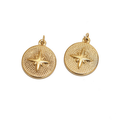 5 vnt / partija nerūdijančio plieno aukso medalis "Moon Star Charms" pakabukai moterims, karoliai papuošalai, dovanos, gaminant amatus