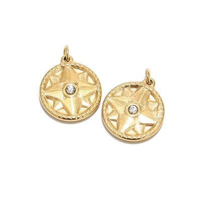 5 vnt / partija nerūdijančio plieno aukso medalis "Moon Star Charms" pakabukai moterims, karoliai papuošalai, dovanos, gaminant amatus