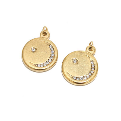 5 vnt / partija nerūdijančio plieno aukso medalis "Moon Star Charms" pakabukai moterims, karoliai papuošalai, dovanos, gaminant amatus