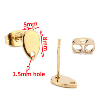 Gold Tone 10PCS 6mm/8mm Σκουλαρίκια από ανοξείδωτο ατσάλι Βάση Μασίφ μισό μπαλάκι αυτιού με ανοιχτό δαχτυλίδι για κατασκευή σκουλαρικιών