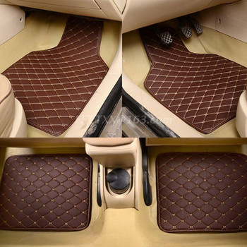 Универсална 4 бр. PU кожена подложка за автомобил Водоустойчиви подложки за крака, протектор за разливи, кучета, домашни любимци, противоплъзгащи предни и задни постелки