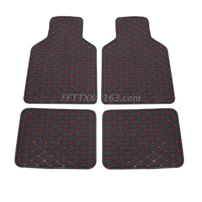 Universal Fit 4pcs PU Leather Car Floor Mat Waterproof Foot Pads Protector for Spills, Dog, Pets, Anti-Slip Front and Rear mats