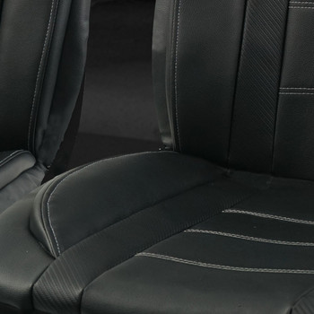 Μαύρα Universal Καλύμματα Καθισμάτων Αυτοκινήτου Δερμάτινα Splicing Carbon Fiber Αξεσουάρ αυτοκινήτου Εσωτερικό προστατευτικό καθίσματος Μαξιλάρι πολυτέλειας
