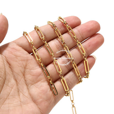 Zlatni rolo lančići od nehrđajućeg čelika od 1 metra, 4 mm šik 3:1 lanac s ravnom žicom, prikladan za DIY pribor za izradu nakita, veleprodaja u rasutom stanju