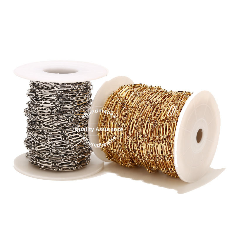 Zlatni rolo lančići od nehrđajućeg čelika od 1 metra, 4 mm šik 3:1 lanac s ravnom žicom, prikladan za DIY pribor za izradu nakita, veleprodaja u rasutom stanju