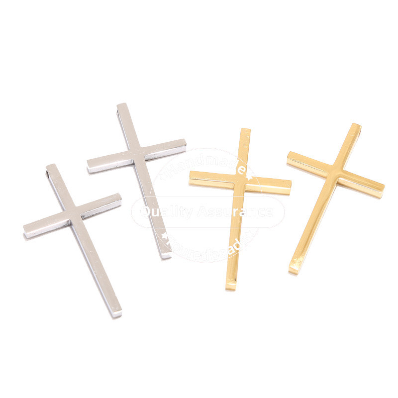 5 komada zlatnih privjesaka s križem od nehrđajućeg čelika za žene, muškarce, vjerska ogrlica, izrada raspela, privjesak, rupa 2 mm
