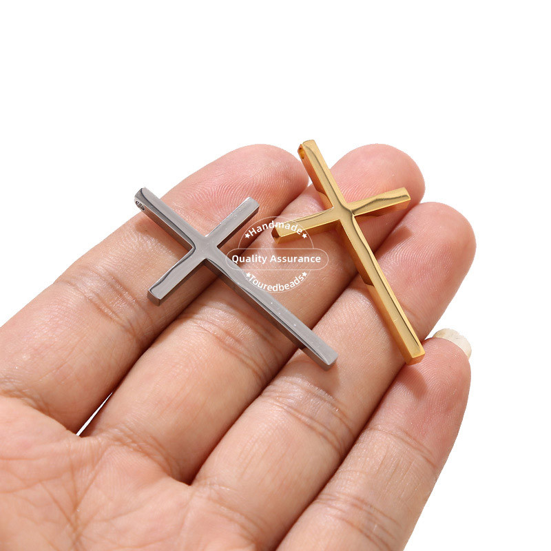 5 komada zlatnih privjesaka s križem od nehrđajućeg čelika za žene, muškarce, vjerska ogrlica, izrada raspela, privjesak, rupa 2 mm