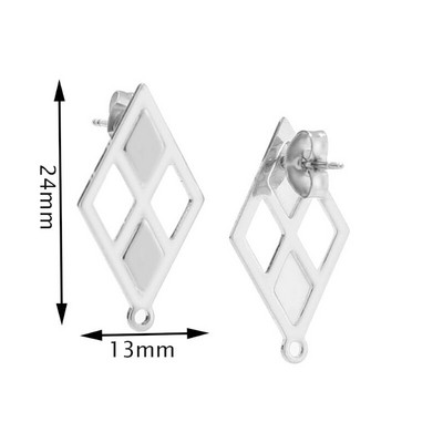 10 vnt perdėto chirurginio plieno tikro paauksuoto rombo auskarų smeigtukai su 1,5 mm skylutėmis Boho papuošalams gaminti