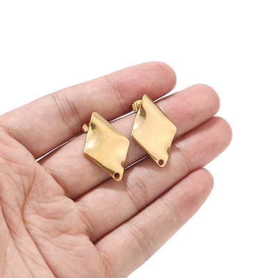 10 komada zlatnih geometrijskih nalaza za naušnice od nehrđajućeg čelika, ovalnih naušnica u obliku romba s petljom za DIY izradu nakita