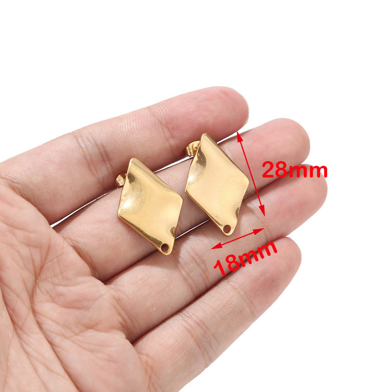 10 komada zlatnih geometrijskih nalaza za naušnice od nehrđajućeg čelika, ovalnih naušnica u obliku romba s petljom za DIY izradu nakita