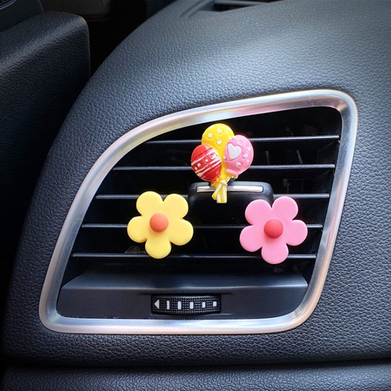 3 komada slatke kopče za ventilacijski otvor za automobil Šarm Dodaci za interijer automobila Slatki baloni s cvijećem Dekoracija automobila