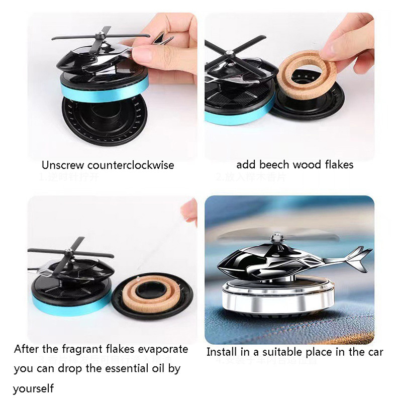 Energie solară Odorizant de aer pentru elicopter Planș de bord pentru mașină Parfum cu jet de aer Difuzor de avion cu energie solară creativ Aroma de avion din aliaj