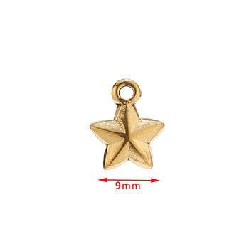 20 τμχ Ανοξείδωτο ατσάλι Χρυσό 3D Solid Star Charms Κρεμαστά γοητείας σε σχήμα αστεριού Χαλαρές χάντρες για χειροτεχνίες κοσμημάτων