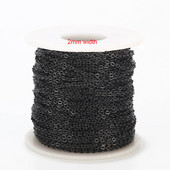 2 metrų nerūdijančio plieno rožinio aukso/aukso/juodos grandinės karoliai, masinė kabelių grandinėlė, skirta papuošalams gaminti „pasidaryk pats“