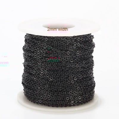 2 metrų nerūdijančio plieno rožinio aukso/aukso/juodos grandinės karoliai, masinė kabelių grandinėlė, skirta papuošalams gaminti „pasidaryk pats“