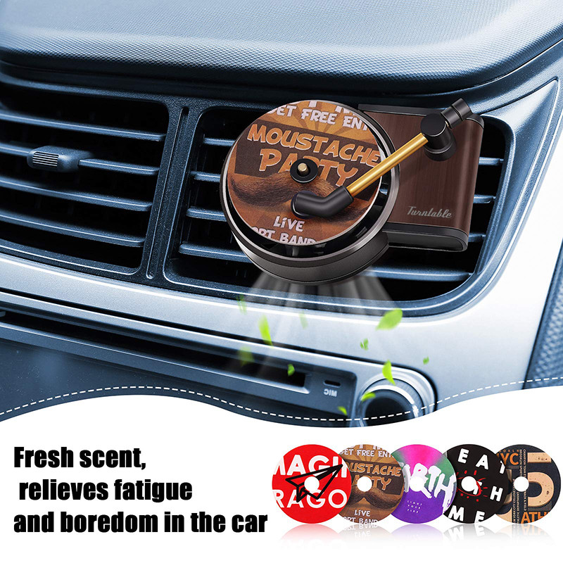 Autós légfrissítő Auto Retro Fonográf lemezjátszó légtelenítő klip parfüm ízesítő aromaterápiás autóbelső kiegészítők