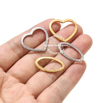 20PCS конектори за талисман от неръждаема стомана със златно щамповане с геометрични овални сърца за изработка на бижута Направи си сам Висулки за връзки