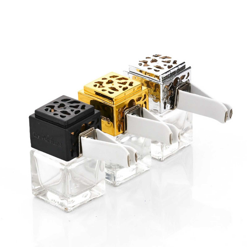 Sticlă pătrată de parfum pentru mașină Sticlă goală, ulei esențial de parfum, difuzor de durată cu clemă, consumabile de decorare pentru priza de aer automată