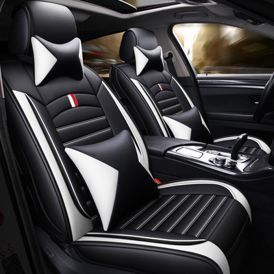 Калъфи за автомобилни седалки Първокласни кожени калъфи за протектори за възглавници Универсален регулируем спортен стол 5 места за повечето автомобили Седан SUV