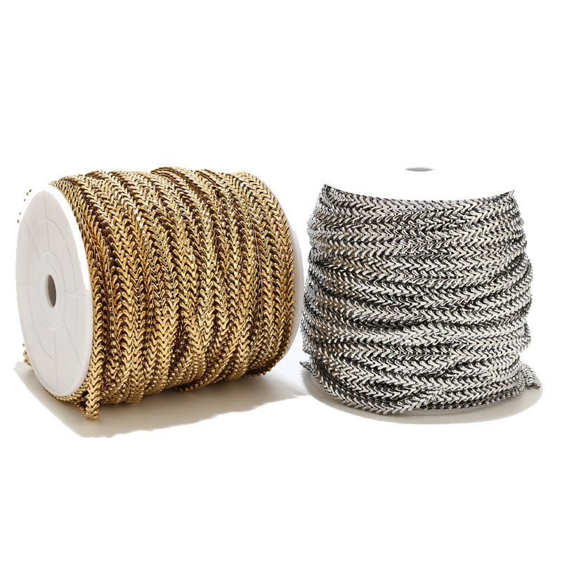 Lanțuri din oțel inoxidabil de 1 metru, 6 mm, din aur, lanț de pește, pentru femei, colier, bijuterii