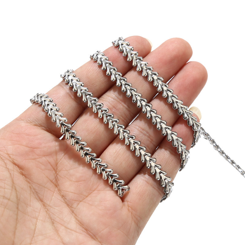 Lanțuri din oțel inoxidabil de 1 metru, 6 mm, din aur, lanț de pește, pentru femei, colier, bijuterii